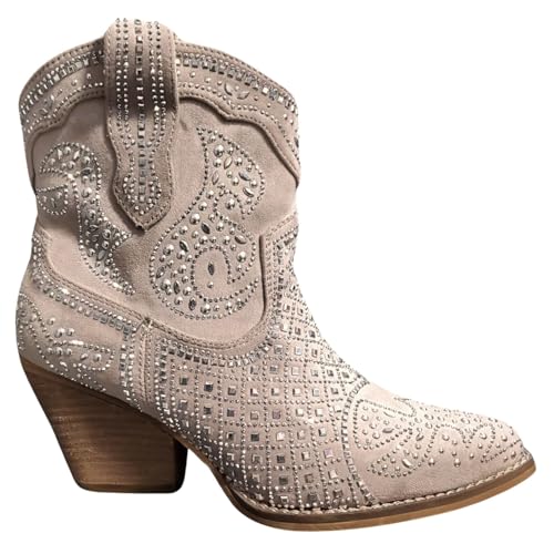 Very G Womens Show Off Rhinestone Ankle Western Booties2