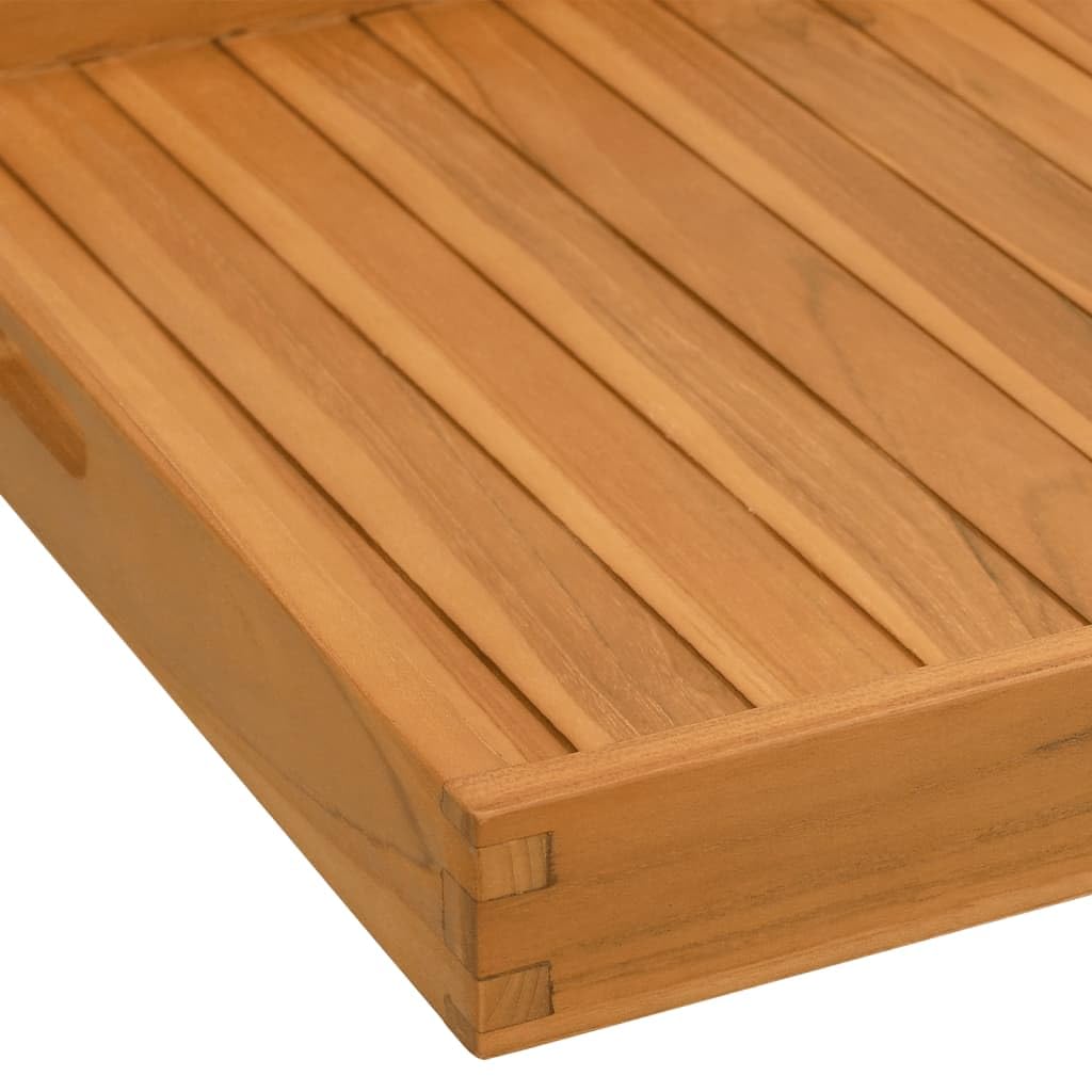 Mangloder - Vassoio da portata in legno massello di teak, 60 x 60 x 7 cm, finemente levigato con manici incassati, bordi rialzati per servire, buffet, catering, cucina, sala da pranzo e feste