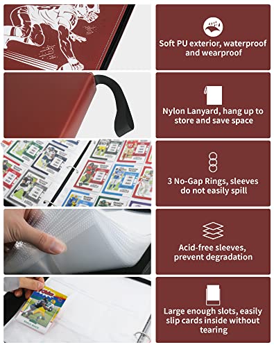 Zlca Trading Card Binder, 9 Pokect Football Card Binder Album With 50 Binder Sleeves Fit 900 Sport Cards, Birthday Christmas New Year Gift For All Cards Collectors (Ftb001) #TOP4
