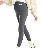 [Joyancejt] マタニティ レギンス 裏起毛 綿 リブ 10分丈 妊婦パンツ ウェスト調整可能 ストレッチ 産前産後 大きいサイズ 着やせ 冬(ダークグレーL)