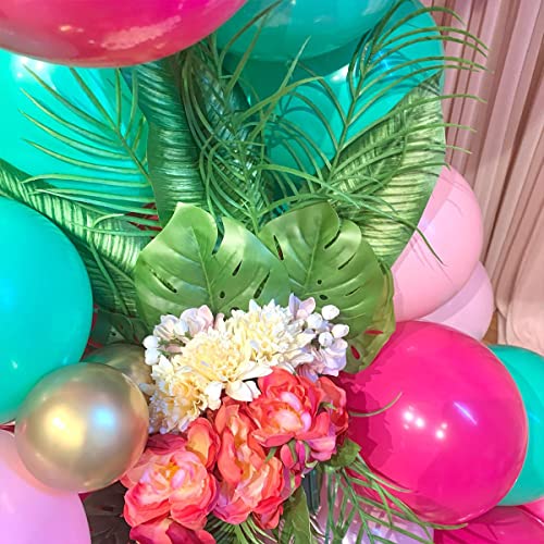 Sugoiti Flamingo Tropical Balloons Garland Arch Kit Rose Red Light Pink Cyan Metallic Gold 99Pcs Latex Balloon For Hawaiian Luau Safari Jungle Wild Animal Kids' Birthday Party #TOP2