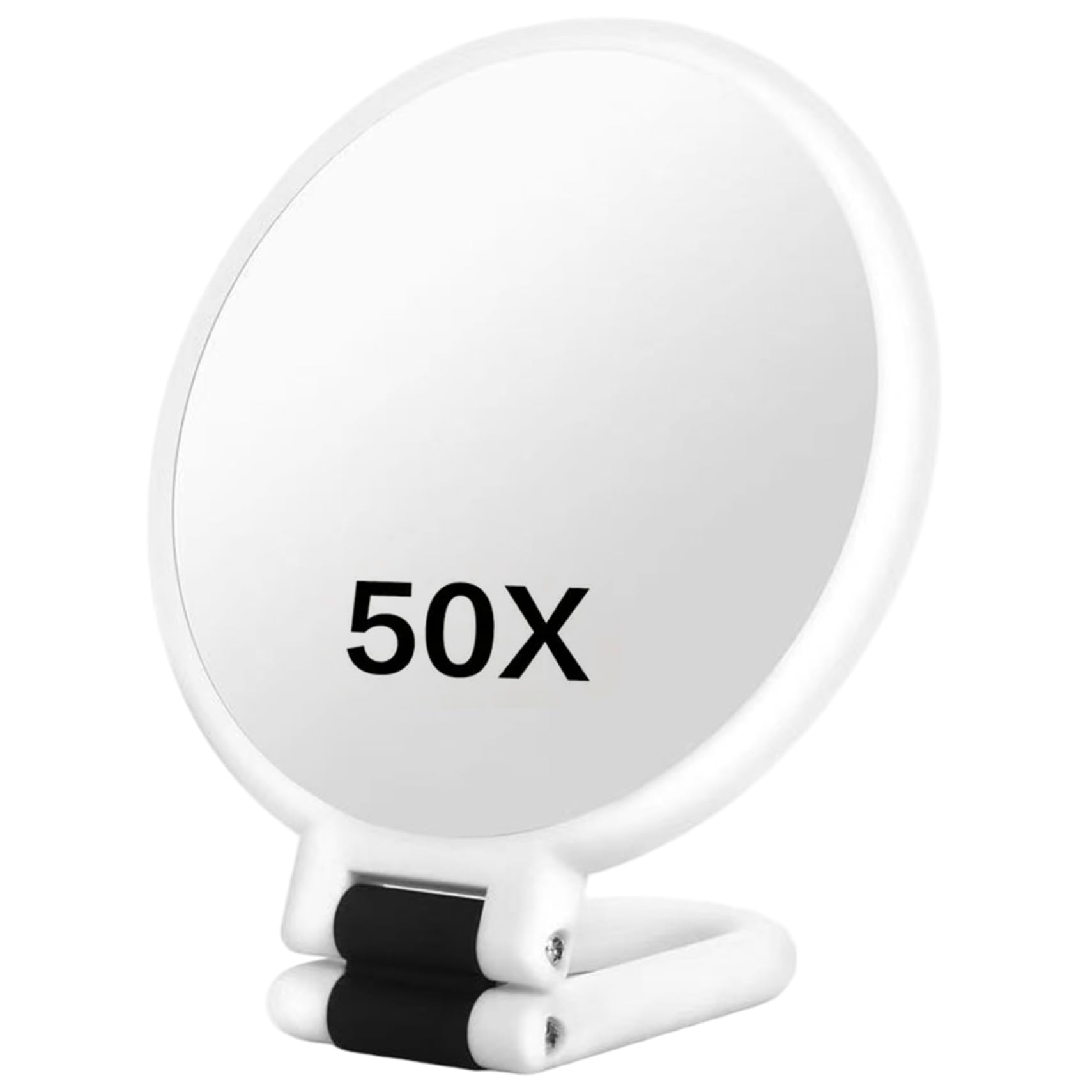 Latemeia White 50X Magnifying Mirror, Double-Sided Magnifying Makeup Mirror With 360° Adjustable Handle, Handheld/Wall Mount/Tabletop Design For Makeup, Décoration De Cour
