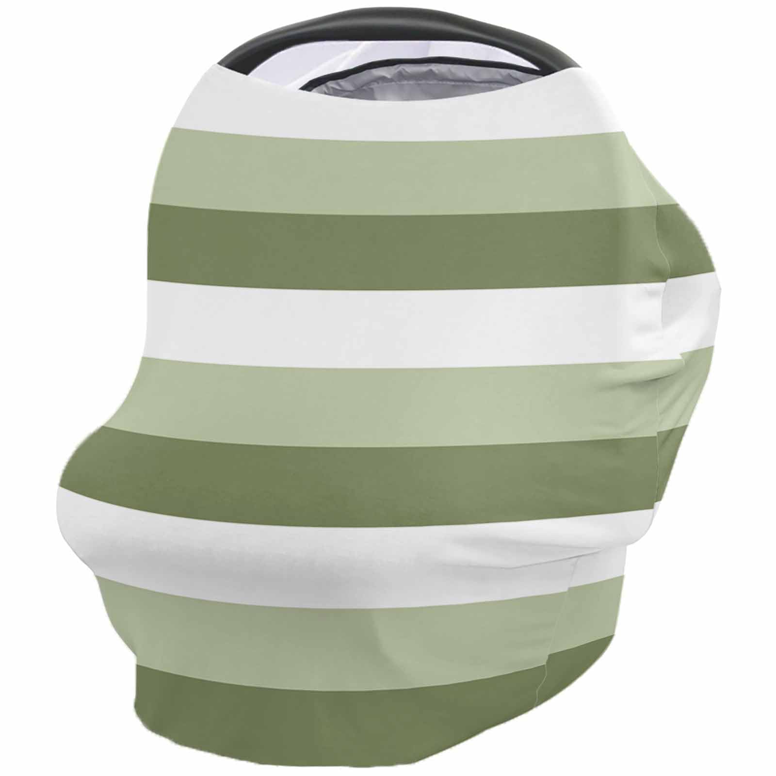 Nursing Cover for Breastfeeding Scarf, Sage Green White Gradient Minimalism Strips Baby Car Covers Super Soft Multi Use for Canopy Shopping Cart Cover Blanket Stroller Cover
