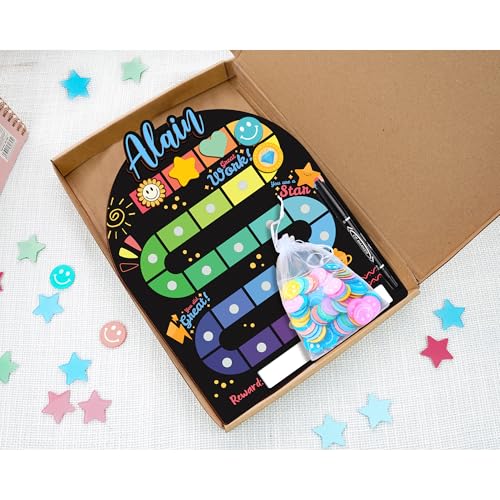 Image of Personalized Wooden Reward Jar for Kids, Magnetic Behavior Chart Fun Board with Custom Name, Positive Reinforcement System for Toddlers, Classroom Incentive Tool for Boys Girls, Classroom & Home Decor