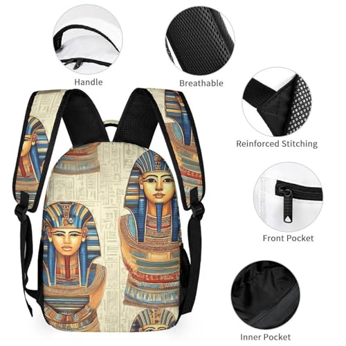 Vintage Ancient Egyptian Pharaoh Statue Backpack Shoulder Bags Lunch Bag Pencil Case Box 3 Set Daypack Cute3