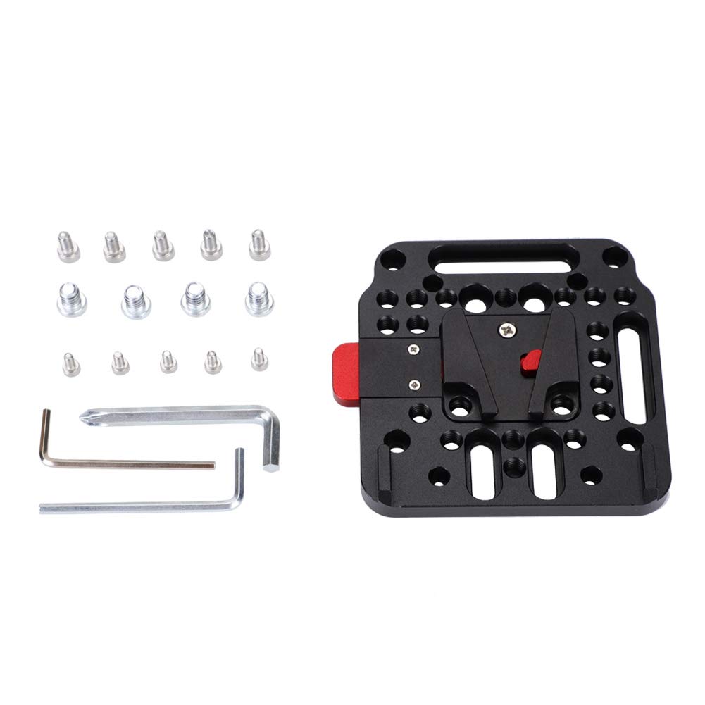 V Mount Battery Plate, V Lock Plate, Aluminum y C Accessory with ultiple Mounting Holes for DSLR Cs and Video Equipment