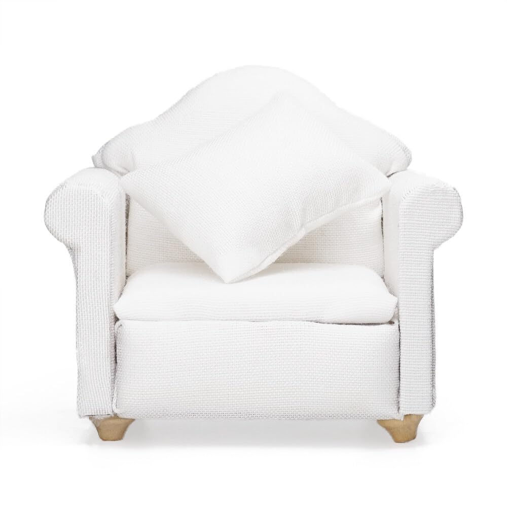 Odoria Dollhouse Armchair Sofa Miniature - 1/12 Scale Accent Chair for Modern Living Room Bedroom - Mini Club Lounge Chair Wood Furniture Upholstered