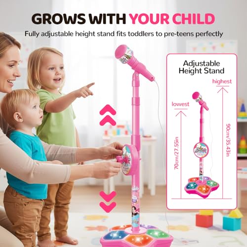 Image of 2026 New Microphone with Stand, Portable Karaoke Built-in Music, Colorful Lights, Echo Effects for Singing, Music Play, Fun and Easy-to-Use (Black)