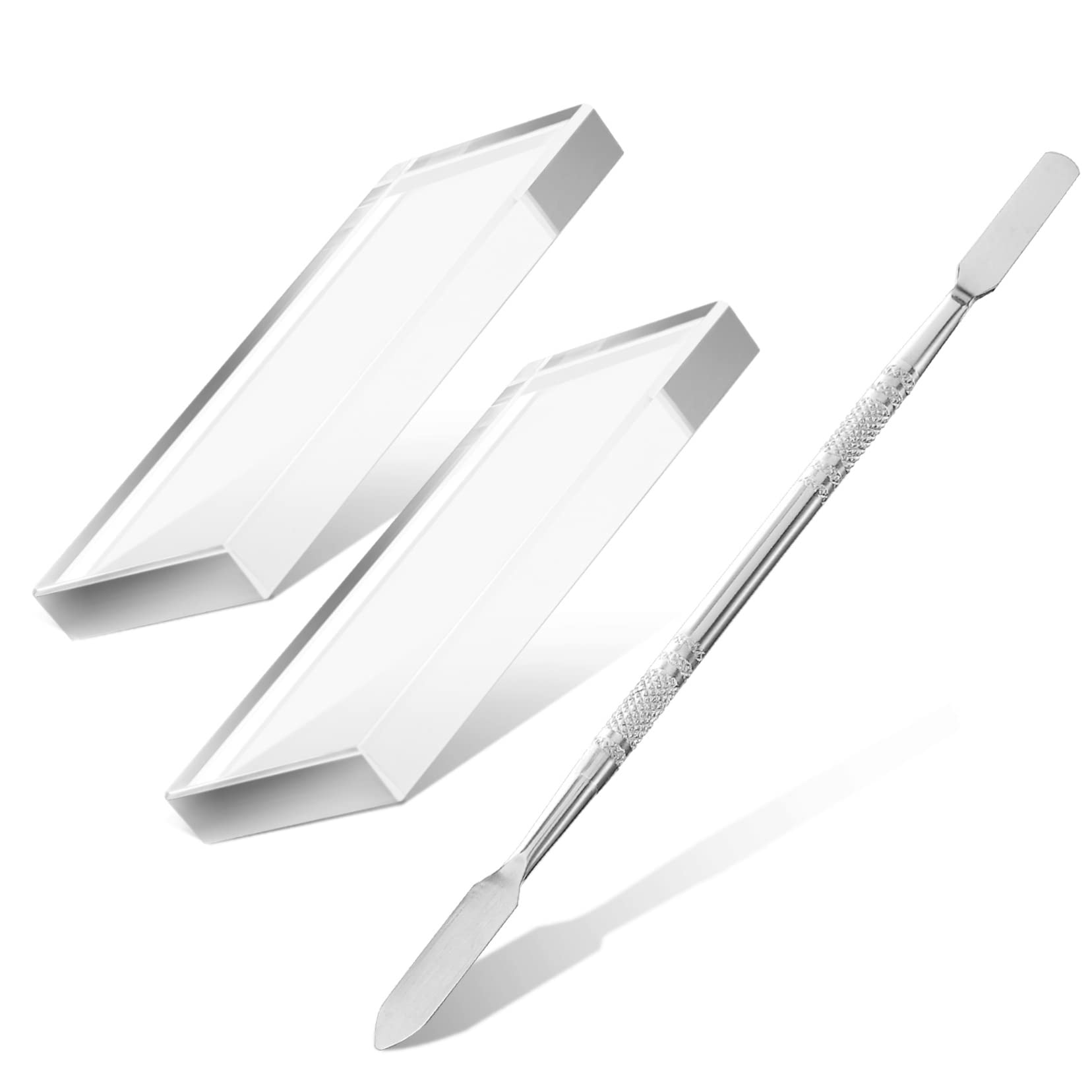 HONMEET 3 Pcs Nail Nail Art Palette Mixing Toning with Stainless Steel Cuticle Pusher