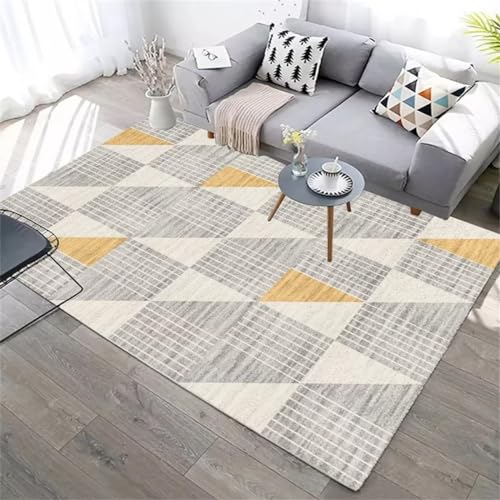 RUGMRZ Alfombra Suelo Alfombras A Medida Online Gris Amarillo diseño geométrico Dormitorio Alfombra salón Alfombra Lavable Alfombras A Medida Online 60X90CM