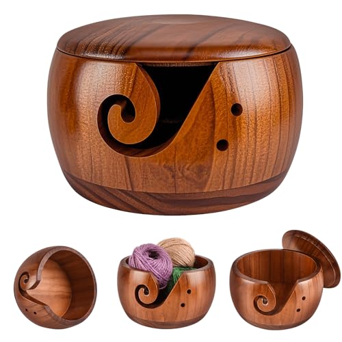 CEOTIS Garnaufbewahrung, Garnschale aus Holz, Garnschale mit...