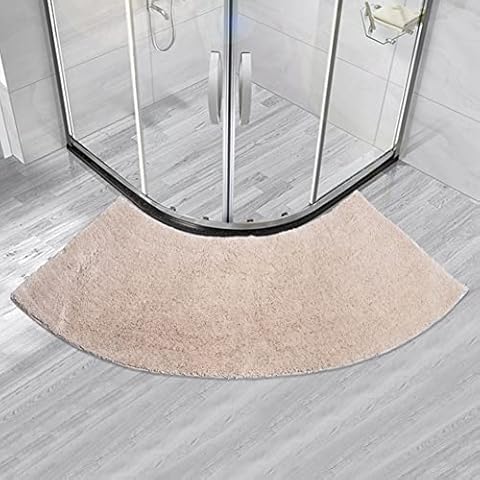 MOTT 50 Semi-Circular Bath Mat for Quadrant Shower Cubicle, Anti-Slip Bathroom Carpet Rugs Shower Mat, Fan-Shaped Foot Pads, Curved Shower Mat for Hotel, Beige, 45x143cm Cover