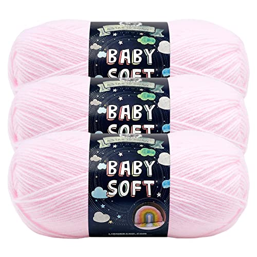 Image of Lion Brand Yarn, Baby Soft Baby Blanket Yarn for Crocheting, Knitting, and Crafts, Petal Multicolor, 3 Pack | Light DK Acyrlic Nylon Blend Fiber for Soft Baby Blankets, Knit Garments, Crochet Hats, Machine Washable Yarn