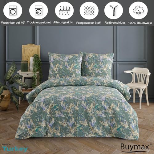 Buymax Bettwäsche 200x220 cm – Bettwäsche Set 3-teilig 200 x 220 cm, Renforcé 100% Baumwolle, Bettbezug mit 2 Kissenbezügen 80x80 cm… – Ansicht 2