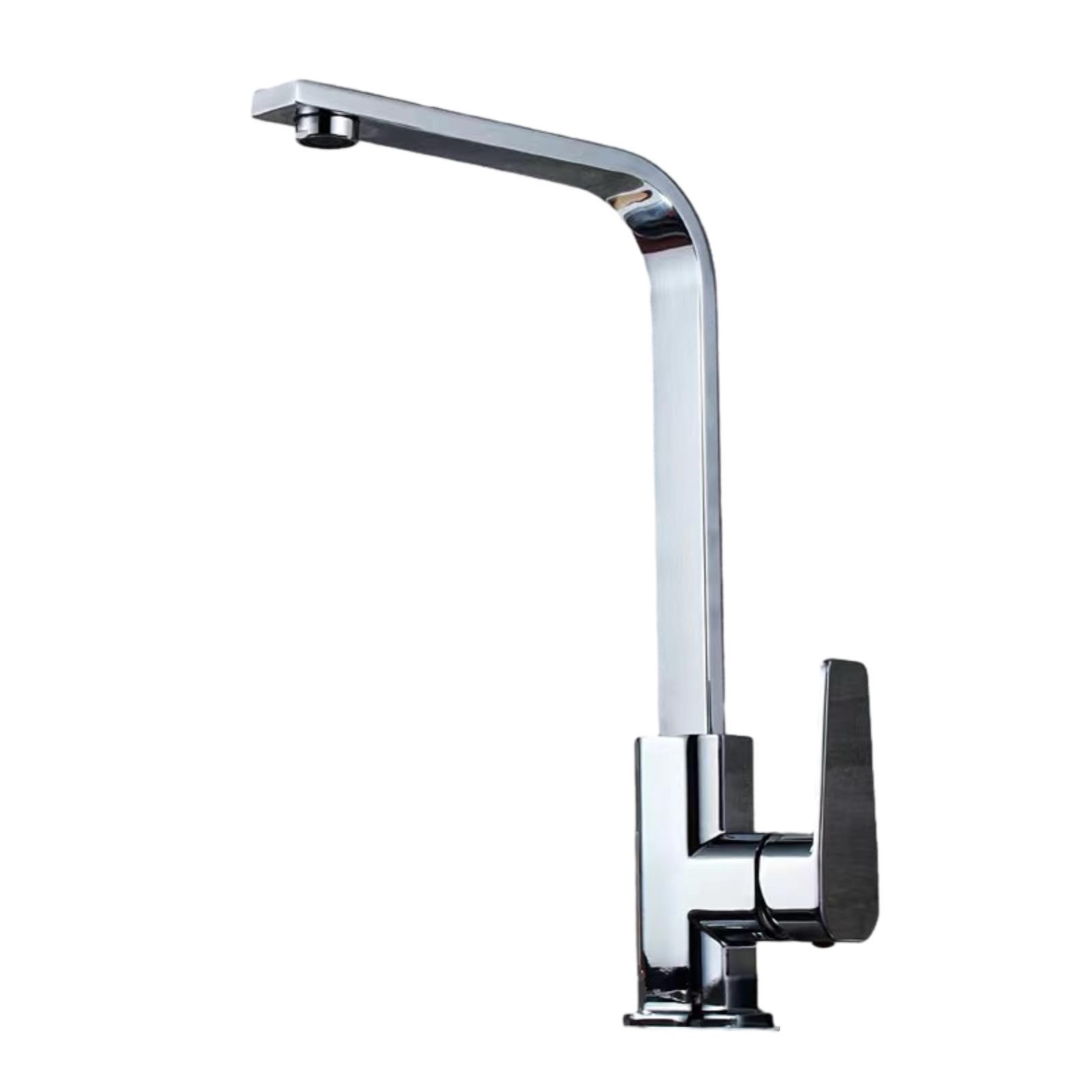 ZYCHSJXA Kitchen Mixer Tap Painted Seven-Character Square Faucet Copper Hot and Cold Rotatable Sink Basin Long Electroplating