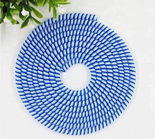 Image of Spiral Cable Protector, 150cm Cord Organizer for iPhone and Android Cables, Headphone and Charger Wire Protection Cover, Universal Device Compatible (Blue White)