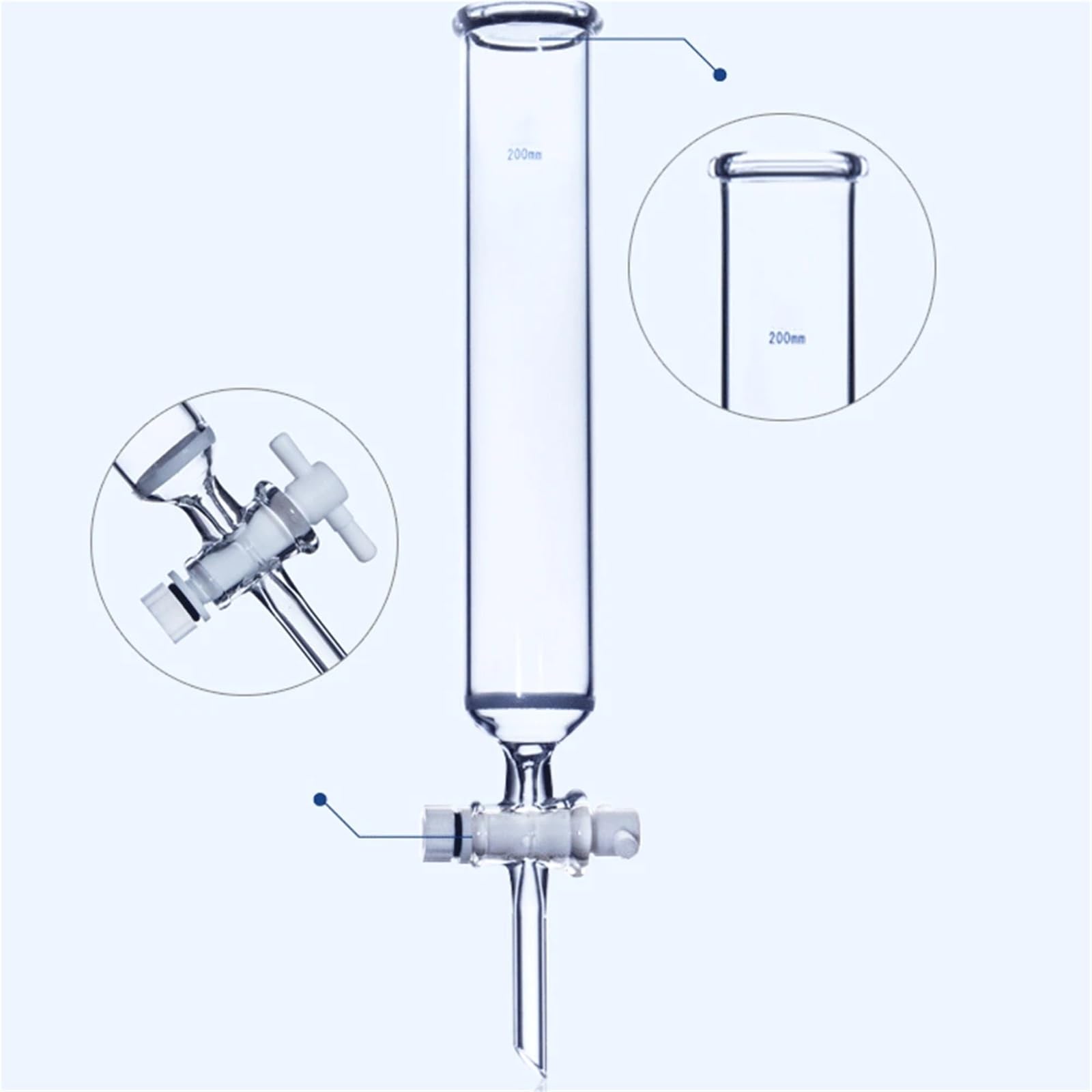 Glassandkern-Chromatographiesäule, Laborglas, chemisches Experiment(16x400mm Glass)