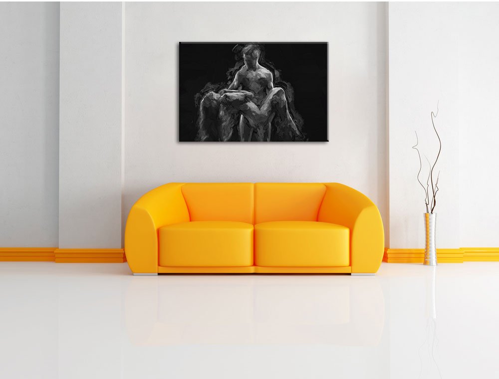 Pixxprint Nude sexy Paar Kunst Pinsel Effekt, Größe: 120x80cm, Leinwandbild, fertig gespannt, Wandbild, Dekoration, Kunstdruck, kein Poster