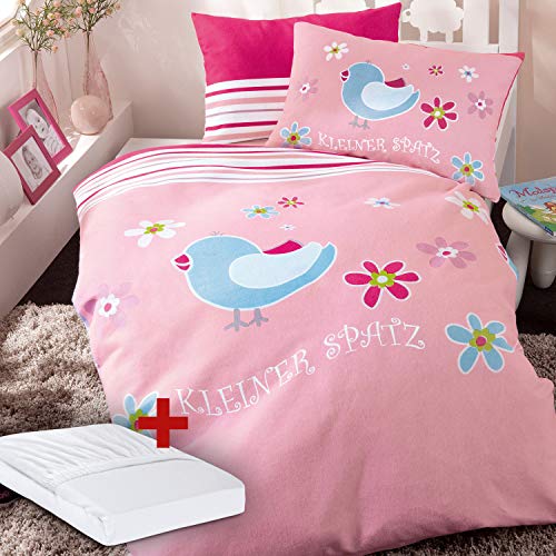 Erwin Müller Kinder-Bettwäsche Biber Sparpaket 3-tlg., Motiv Spatz...
