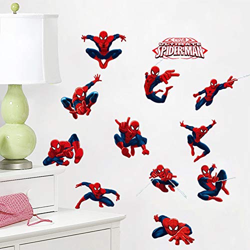 Kibi Stickers Muraux Spiderman 3D Effect Autocollants Chambre Decor Décoration Sticker Adhesif Mural Géant Répositionnable Stickers Muraux Enfants Spiderman Cover