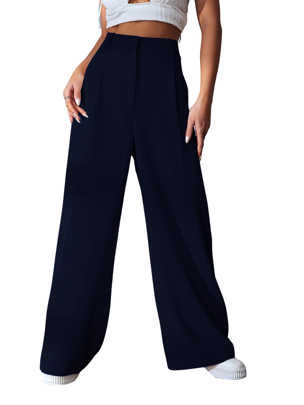 GRECIILOOKS Women High Rise High Waist Trousers Flared Korean Style Formal Pants| Elegant Workwear for Office, College & Events (Combo Pack of 2)