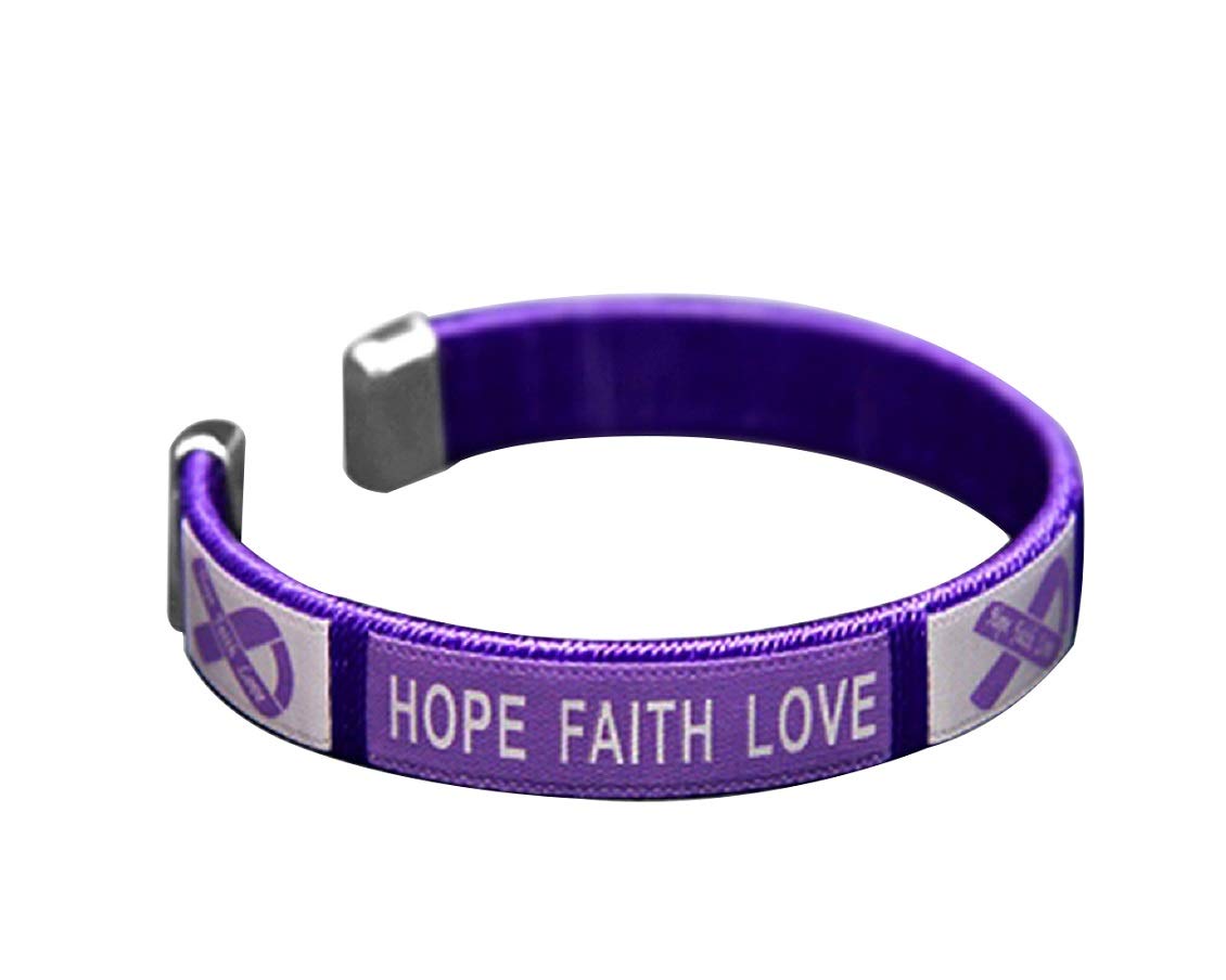 Fundraising For A CausePurple Ribbon Awareness Wholesale Pack Bangle Bracelets – Purple Ribbon Bracelets for Alzheimer’s, Epilepsy, Pancreatic Cancer, Domestic Violence, Lupus, Crohn’s Disease – Perfect for Support Groups