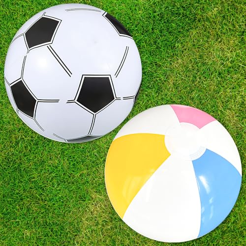2 Stück Wasserball, Wasserball Aufblasbar, Strandball, Aufblasbar Beach Inflatable, Kinder Water Aufblasbare, Aufblasbares Fussball, Schwimmball Spielzeug Beachball, für Sommer Wasser Spiele（40cm)