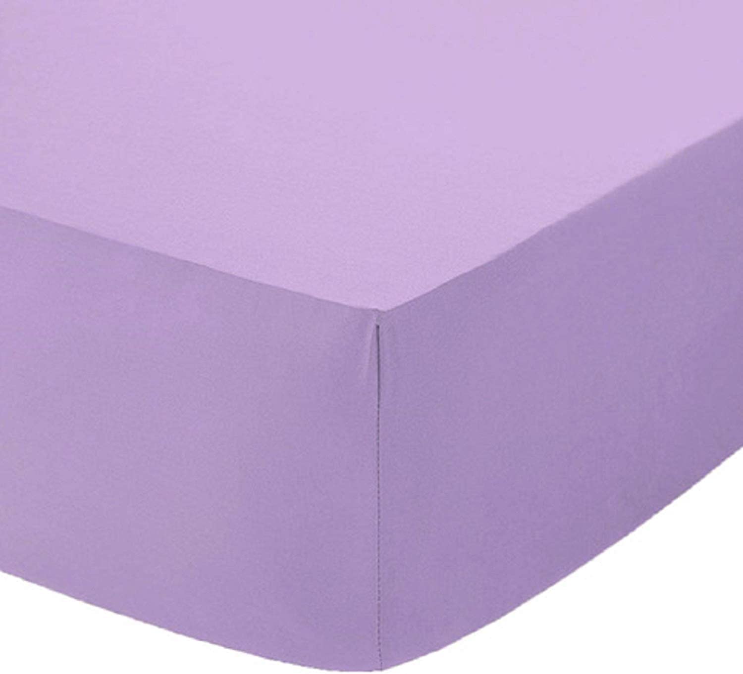 Queens Land Home Extra Deep 16"(40cm) Non Iron Percale Plain Pollycotton Fitted Sheet-(King, Lilac)