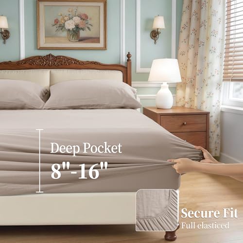 Image of 100% Pure Linen Sheet Set for Hot Sleepers, Breathable Natural Linen Sheets 4pcs, Bedding Set Deep Pocket Up to 16 inch Moisture-Wicking, Softens with Every Wash (Linen King)