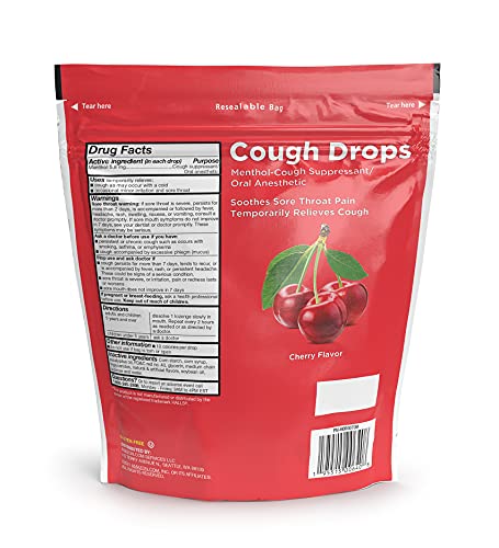 Amazon Basic Care Cherry Cough Drops, 160 Count thumb #1
