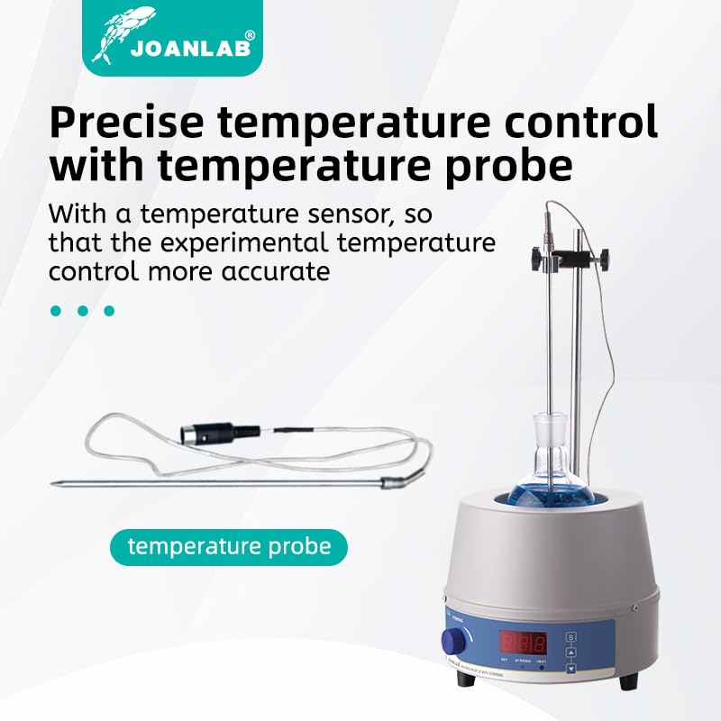 Miniatura 6 de JOANLAB Manto de calefacción eléctrico de 67.6 fl oz con agitador magnético Agitador de manto de calefacción de laboratorio digital para frasco de