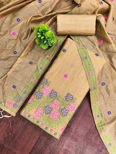 Image of DEVANGI Women's Jamdani Cotton Unstitched Suit & Dupatta Material