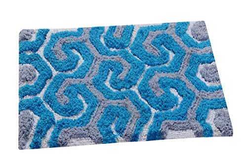 Image of AAZEEM Traditional Door Mat (Turquoise, Cotton, 16 inch x 24 inch)