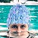 Sosoport Floral Swim Cap for Long Hair Elastic Petal Design Swim Hat for Hair Protection Comfortable Adult Swimming Hat for Women and Men Stylish Bath Cap for Swimming and Bathing