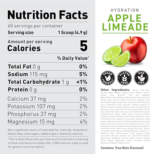 Image of Kaged Electrolyte Hydration Powder Hydracharge Apple Limeade Sports Drink for Men and Women Pre, Post, Intra Workout Supplement 60 Servings