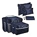 Produktbild Navaris Koffer Packtaschen Set 9-teilig - Kleidertaschen Schuhbeutel Wäschebeutel Kofferorganizer Koffertaschen - Travel Packing Cubes Dunkelblau