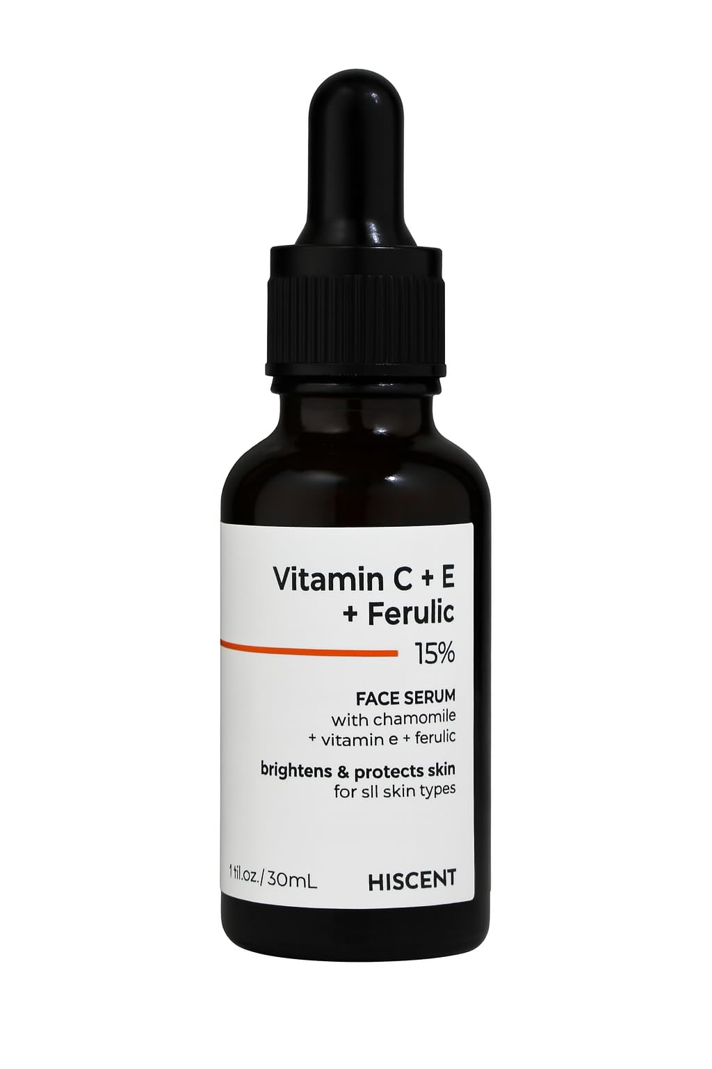 HISCENT Vitamin C Face Serum 15% with Vitamin E & Ferulic Acid | Lightweight Brightening Serum | Suitable for All Skin Types | 30 ml