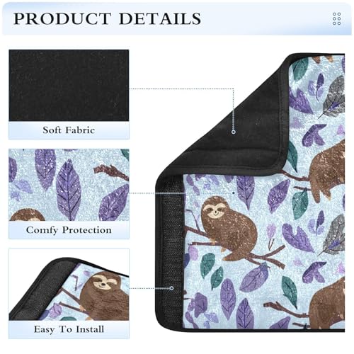 Image of 2 Pack Seatbelt Covers Seat Belt Cover Pad for Adults Boys Girls Car Seat Strap Covers Pads Cushion Universal Shoulder Strap Pad Protector for Backpack Camera Bag 6.5 Inch Cartoon Sloths Branch Purple