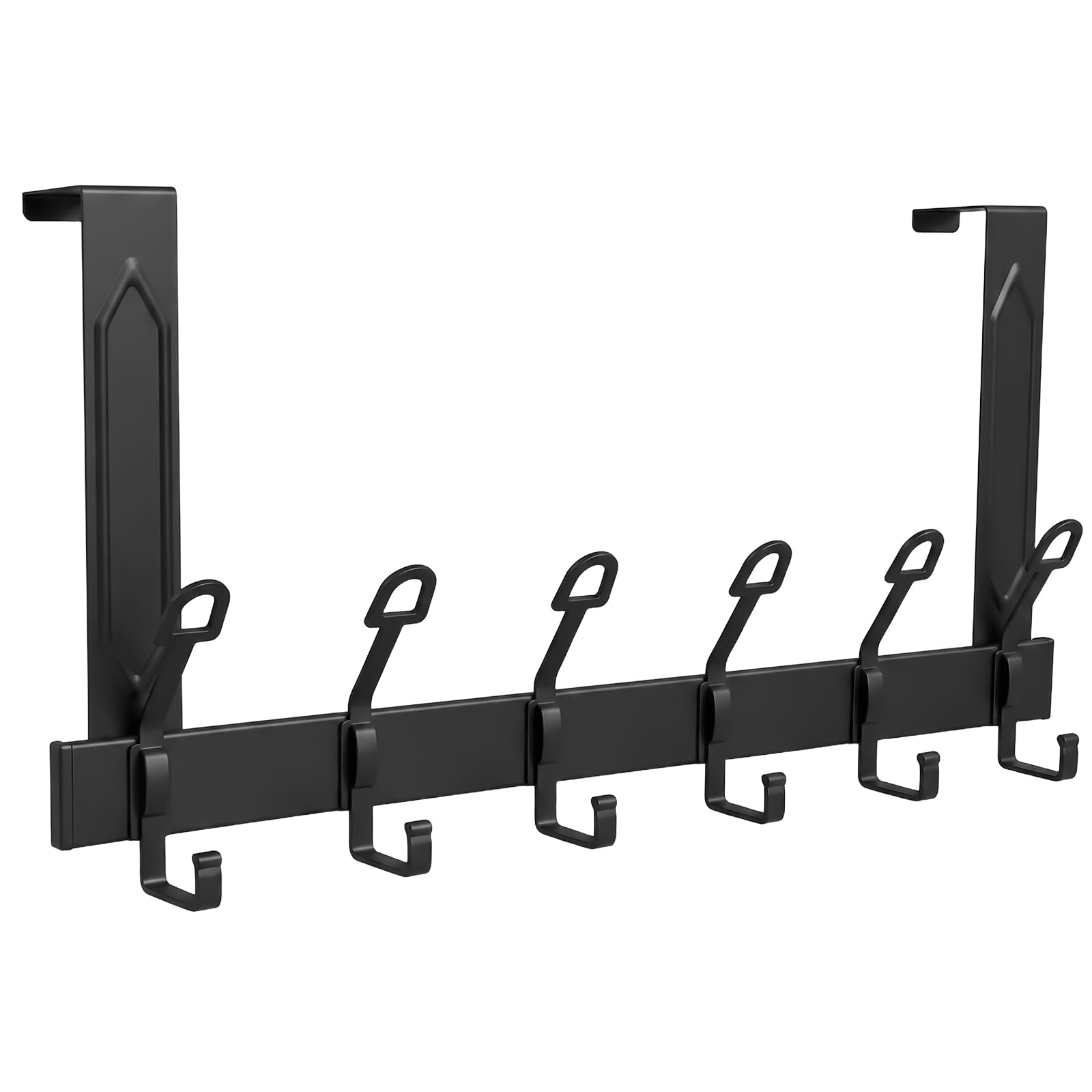 Sevenpers Over the Door Hooks, Black 6-Hook Heavy Duty Over Door Hanger