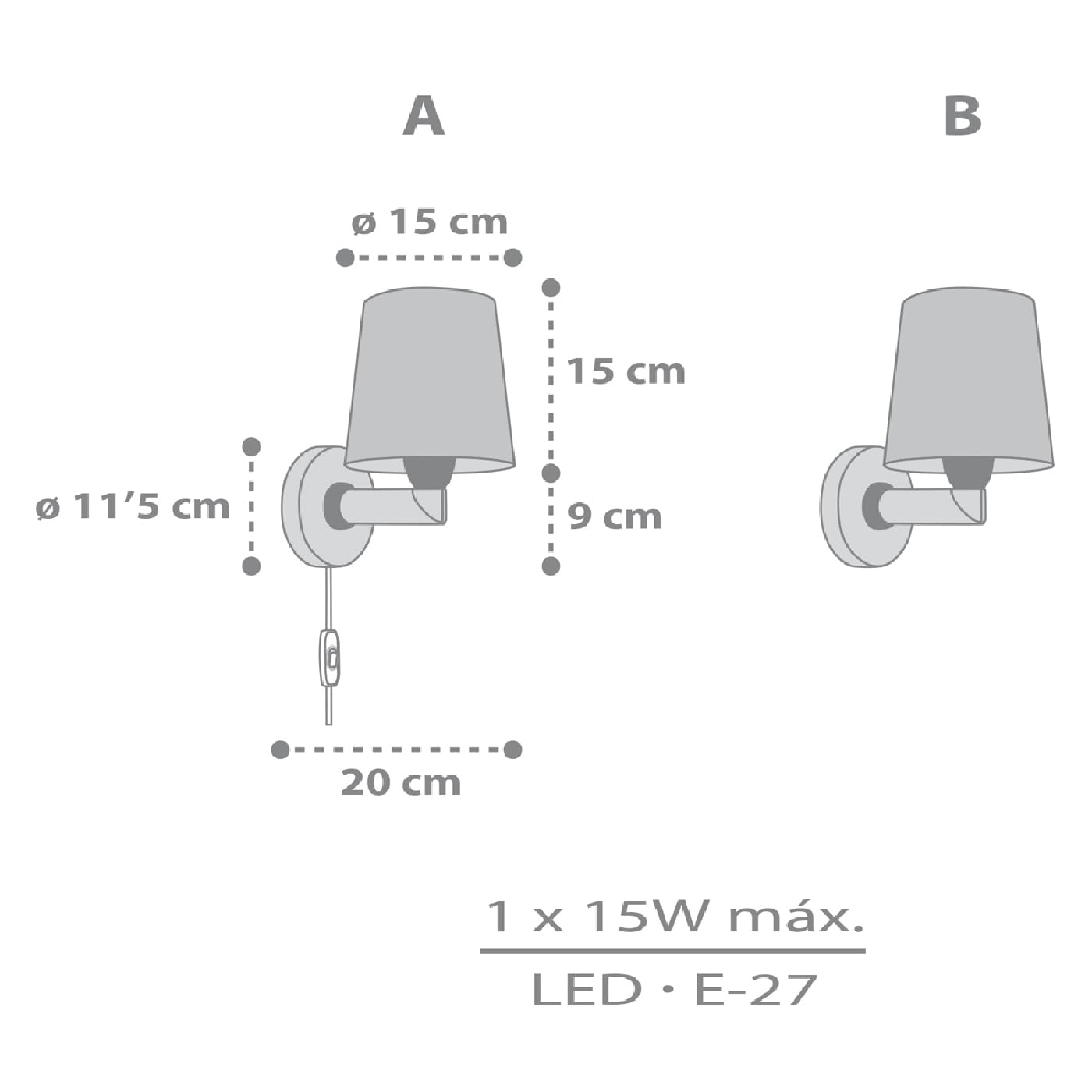 Dalber Lámpara Aplique Pared Infantil Estrellas Blanco 82219B E27 | Lámpara aplique de pared con instalación directa a la corriente o mediante cable con interruptor incluido.