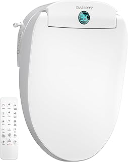 Elongated Heated Bidet Toilet Seat with Dual-Control Panel, LED Display, Instant Warm Water & Air Dryer, Self-Cleaning Nozzle, Soft-Close Lid, UV Nightlight, Child/ECO/Silent Modes