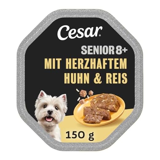 Cesar Hundefutter Nassfutter Senior 10+ mit zartem Huhn und Reis in Gelee, 14 Schalen (14 x 150g)