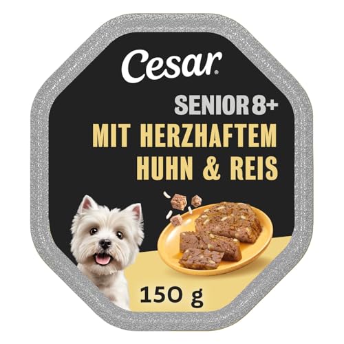 Cesar 14 x 150 g Senior 8+ Schale mit Huhn & Reis Stückchen in Gelee (14er-Packung)