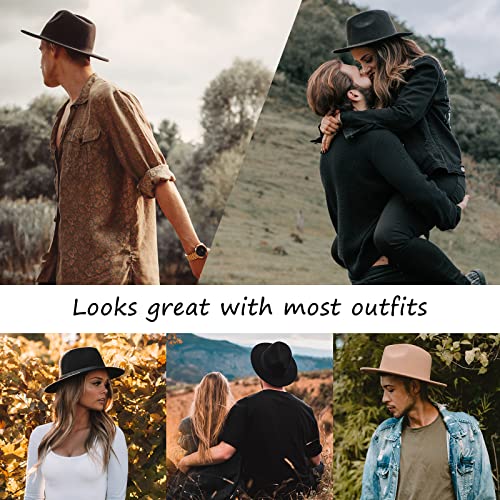 Image of Fedora Hats for Men Wide Brim Panama Hat with Classic Belt