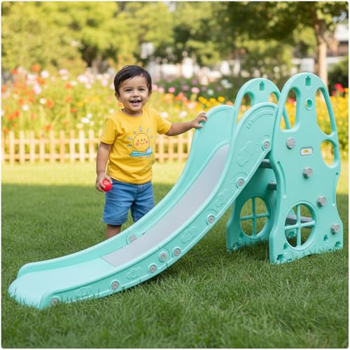 Image of Toyzone Space Window Slide for Kids | Baby Play Slide | Indoor & Outdoor Kids Slider | Easy Assembly | Safe Rounded Design | BIS Certified | Made in India | Kids Slide for 2-10 Years, Upto 70 kgs