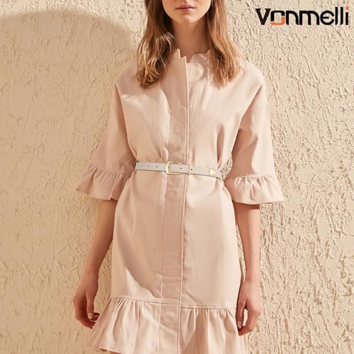 VONMELLI Women Skinny Leather Belt for Jeans Dress Thin Waist Belt Ladies Belt with Gold/Sliver Buckle4