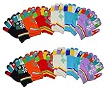OPT Brand. 12 Pairs Kids Magic Grabber Gloves Children Knit Multi Colors Snowflake Christmas Gloves Wholesale.