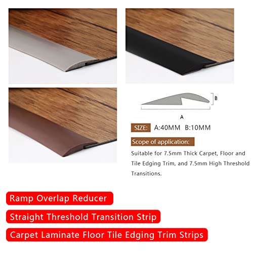 Dailisen 6.5Ft 7.5Mm Carpet Laminate Tile Edge Guard Trim Strips,Floor Mats Rubber Flooring Beveled Edge Ramps Reducer Strip,Overlap Threshold Transition Stirps,Suitable For 7.5Mm Thick Material,Grey #TOP1