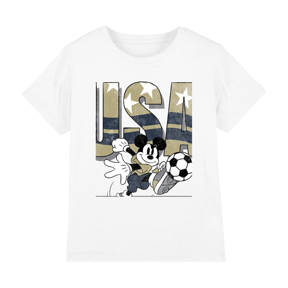 Disney Mickey Mouse USA Soccer Kids T Shirt, White, 5-6Y