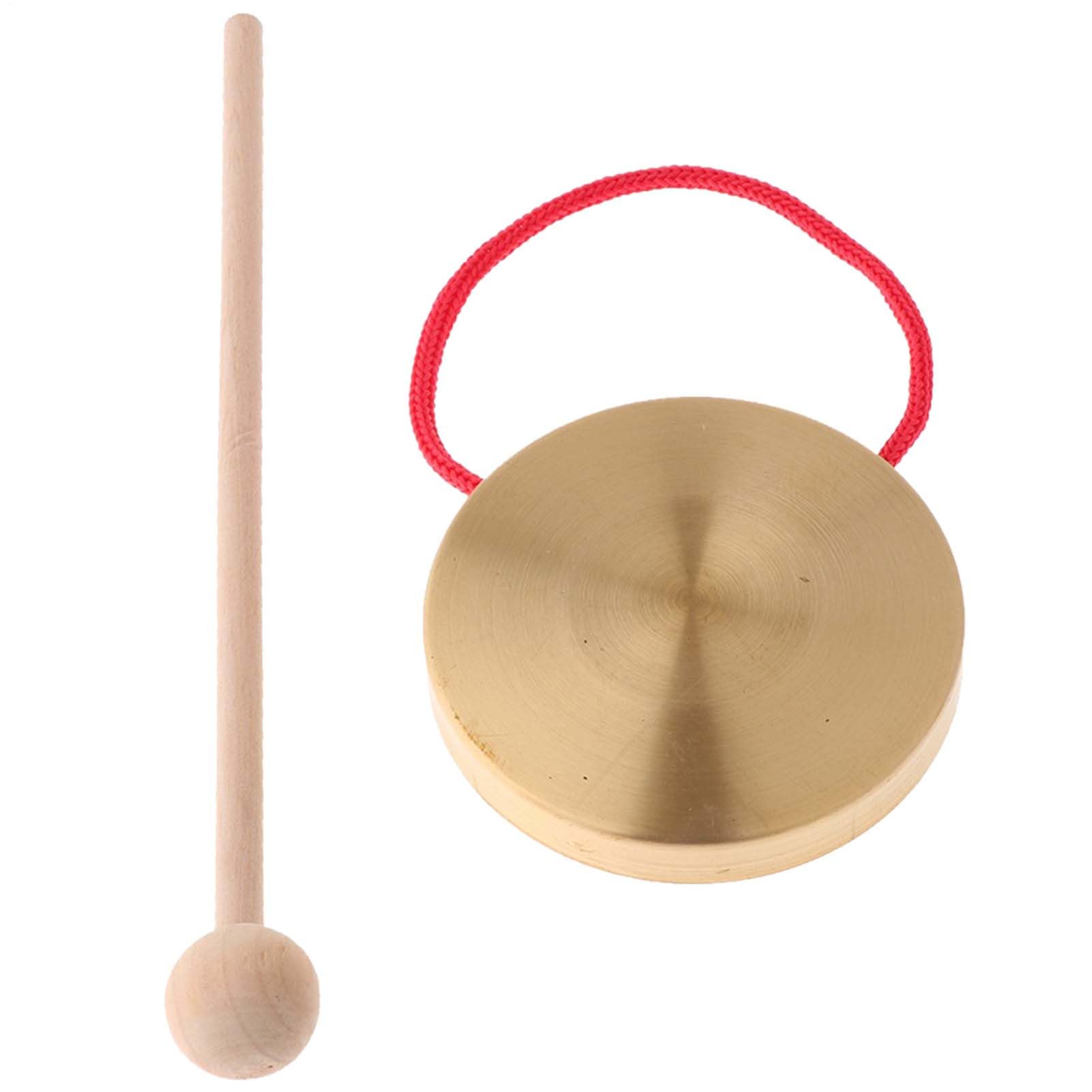 Copper Gong Hand Gong - Instrumento de percusión Tradicional, Musical para niños, 120 mm de diámetro + mazo de Madera de 160 mm, componente de aleación de Metal resonante, para Oficina en casa